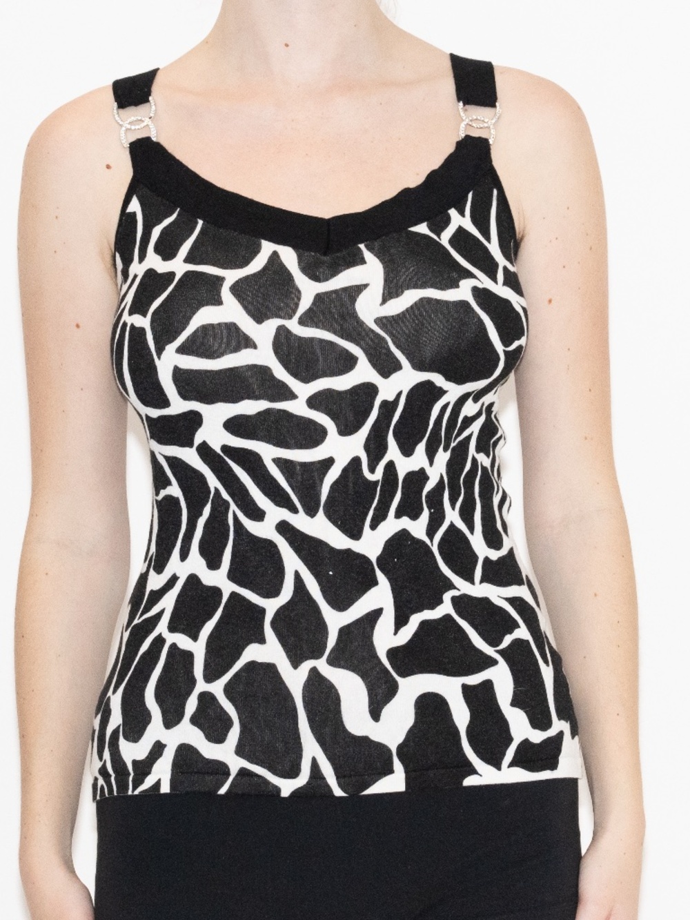 Y2k animal print tank top giraffe print metal rings size medium belldini